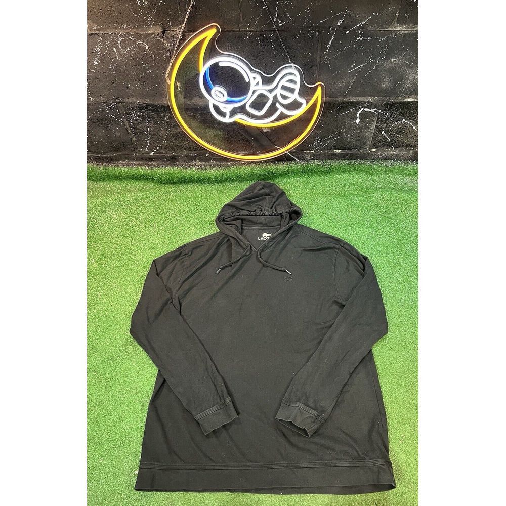 Lacoste Sport Mens Black Lightweight Hoodie Sweatshirt Size LG Casual preppy (7)